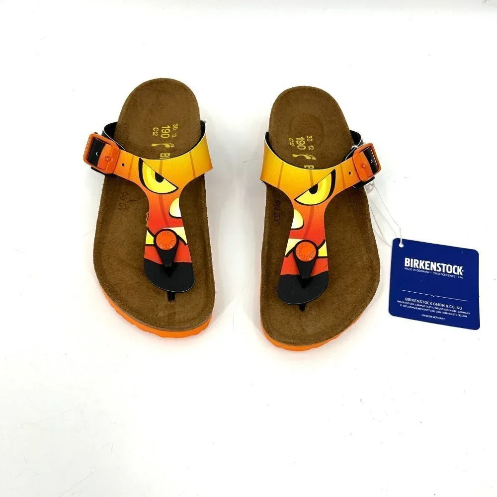 NIB BIRKENSTOCK Kids Gizeh Orange Halloween Pumpkin Sandals Shoes Size 30 / 12